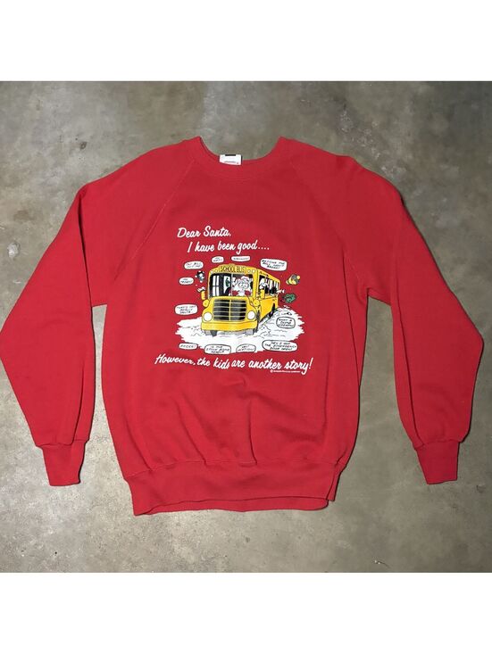 Lee Sweaters - Vintage 90's Lee Women's Christmas Sweatshirt with School Bus Graphic XL